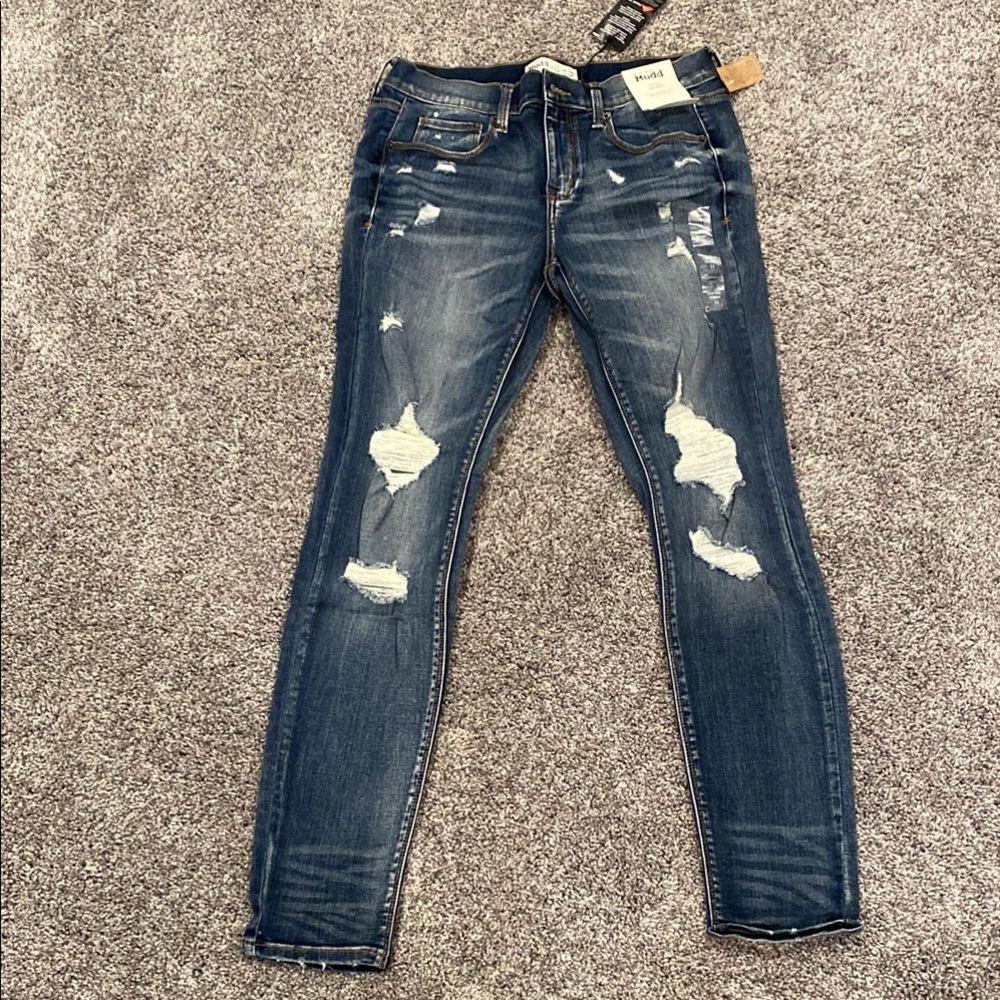 NWT’s- Mudd Blue Skinny Jeans with Distressed Details